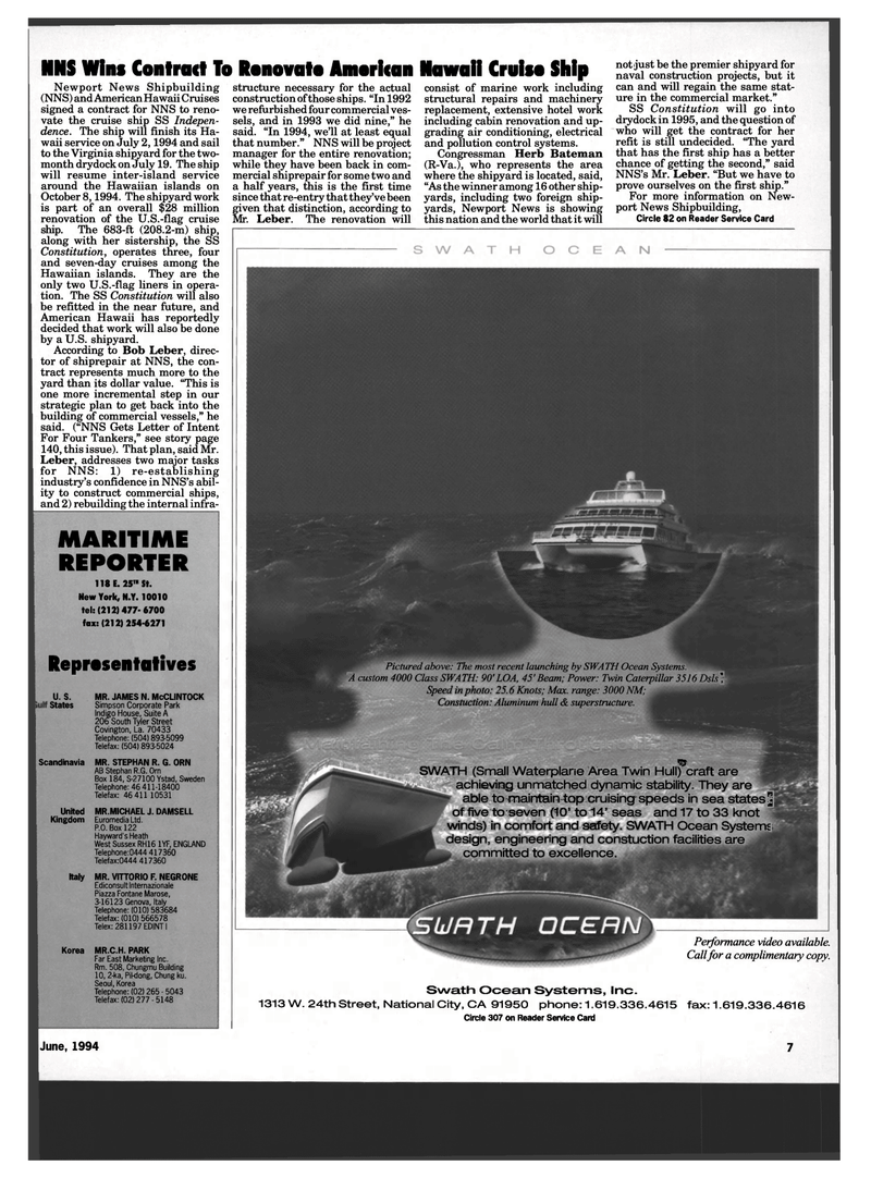 Maritime Reporter Magazine, page 5,  Jun 1994