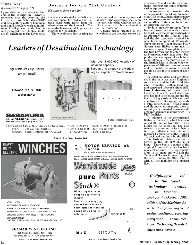 Maritime Reporter Magazine, page 20,  Sep 1994