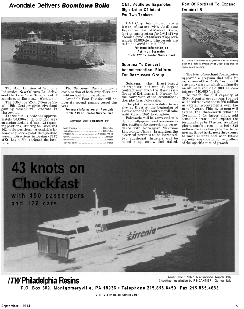 Maritime Reporter Magazine, page 3,  Sep 1994