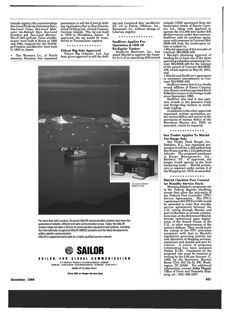 Maritime Reporter Magazine, page 41,  Dec 1994