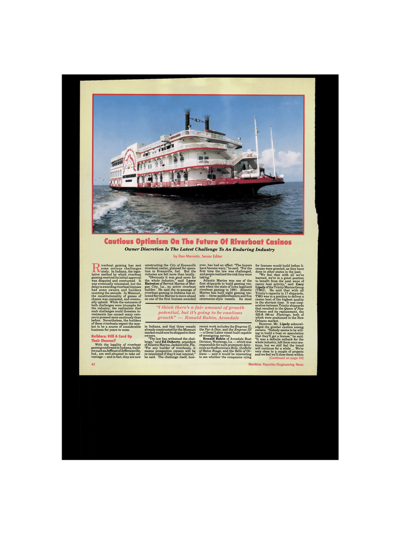 Maritime Reporter Magazine, page 44,  Jan 1995