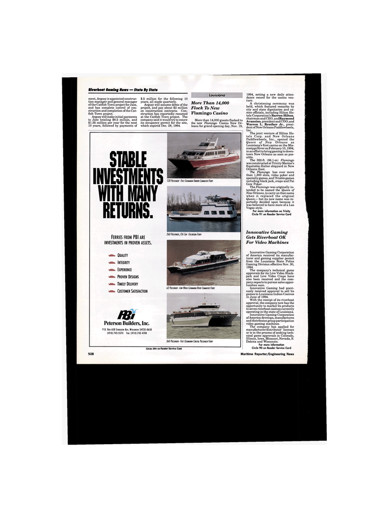 Maritime Reporter Magazine, page 54,  Jan 1995