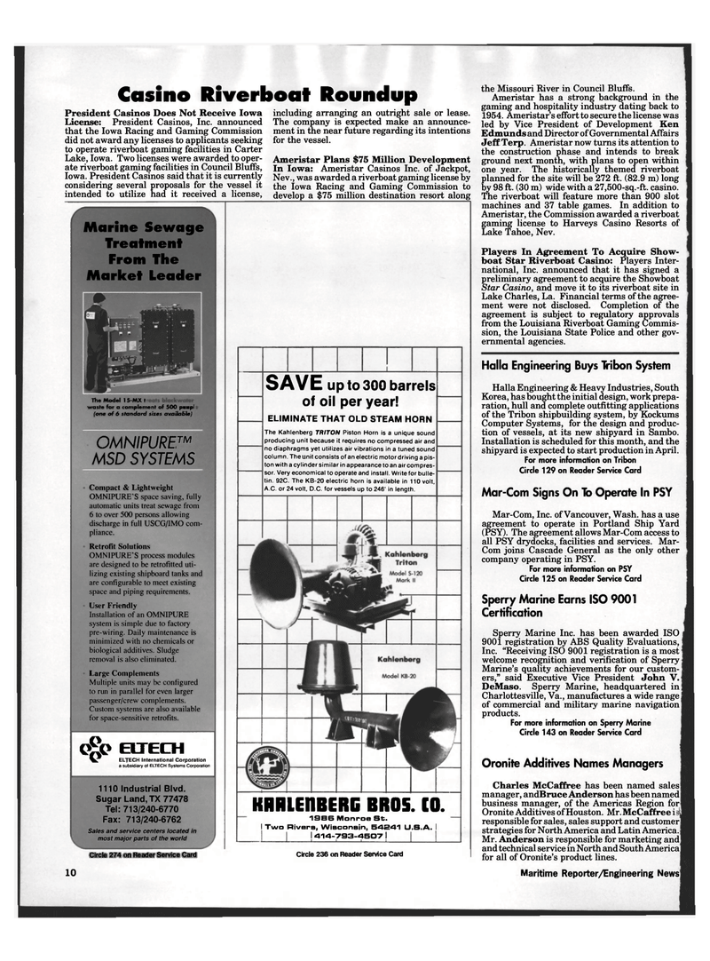 Maritime Reporter Magazine, page 8,  Feb 1995