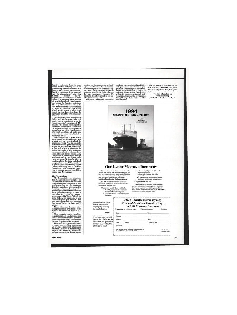 Maritime Reporter Magazine, page 59,  Apr 1995