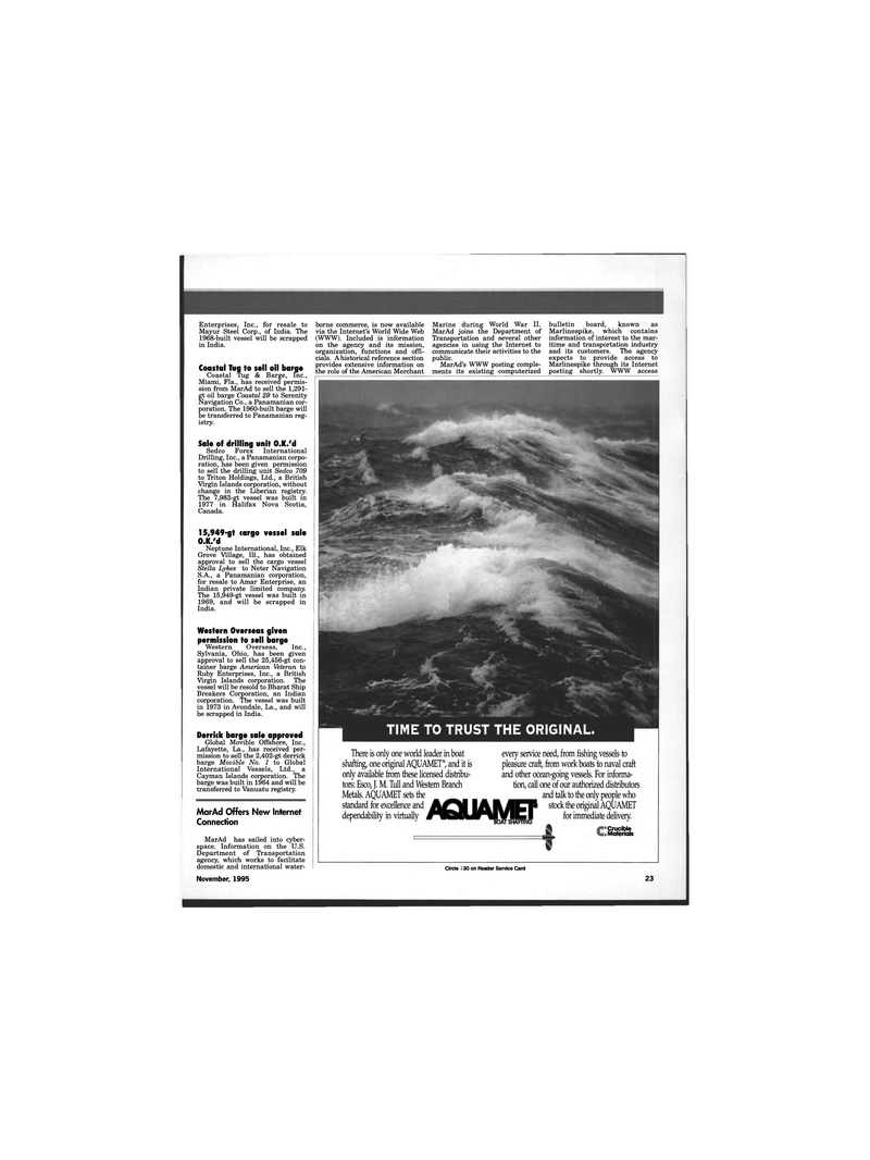 Maritime Reporter Magazine, page 21,  Nov 1995