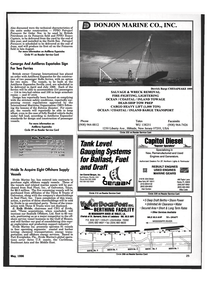 Maritime Reporter Magazine, page 23,  May 1996