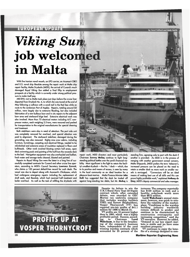 Maritime Reporter Magazine, page 14,  Aug 1996