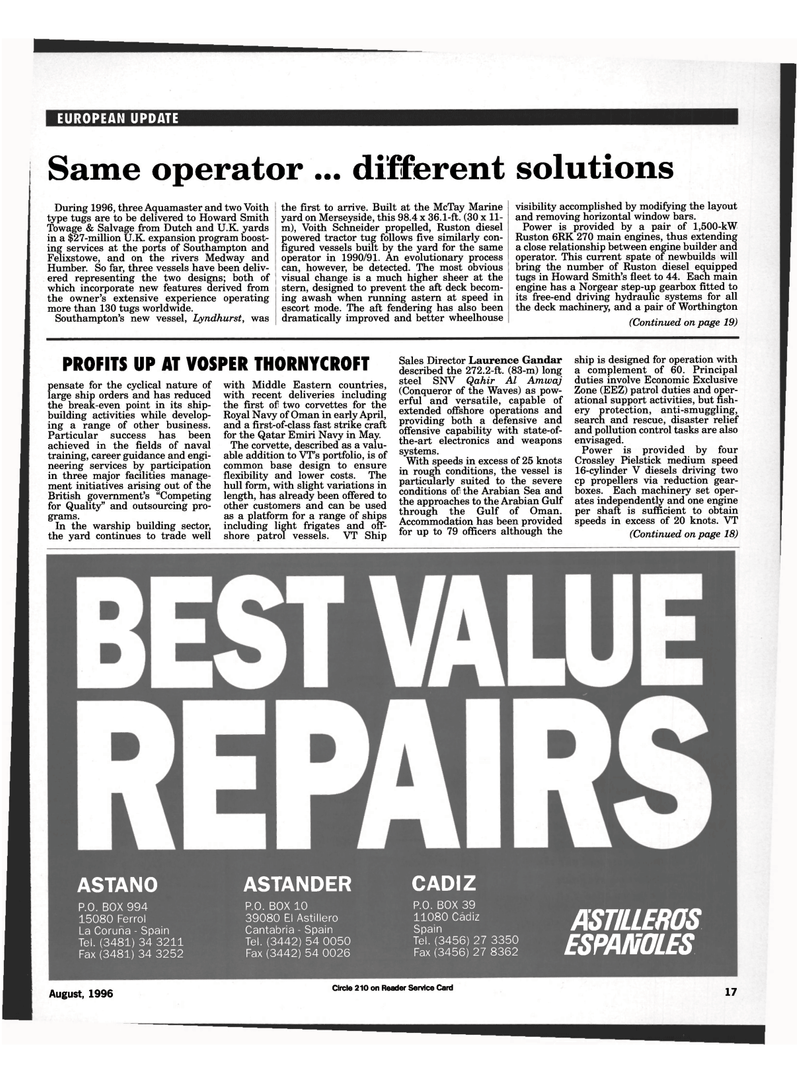 Maritime Reporter Magazine, page 15,  Aug 1996