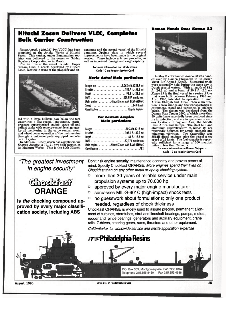 Maritime Reporter Magazine, page 23,  Aug 1996