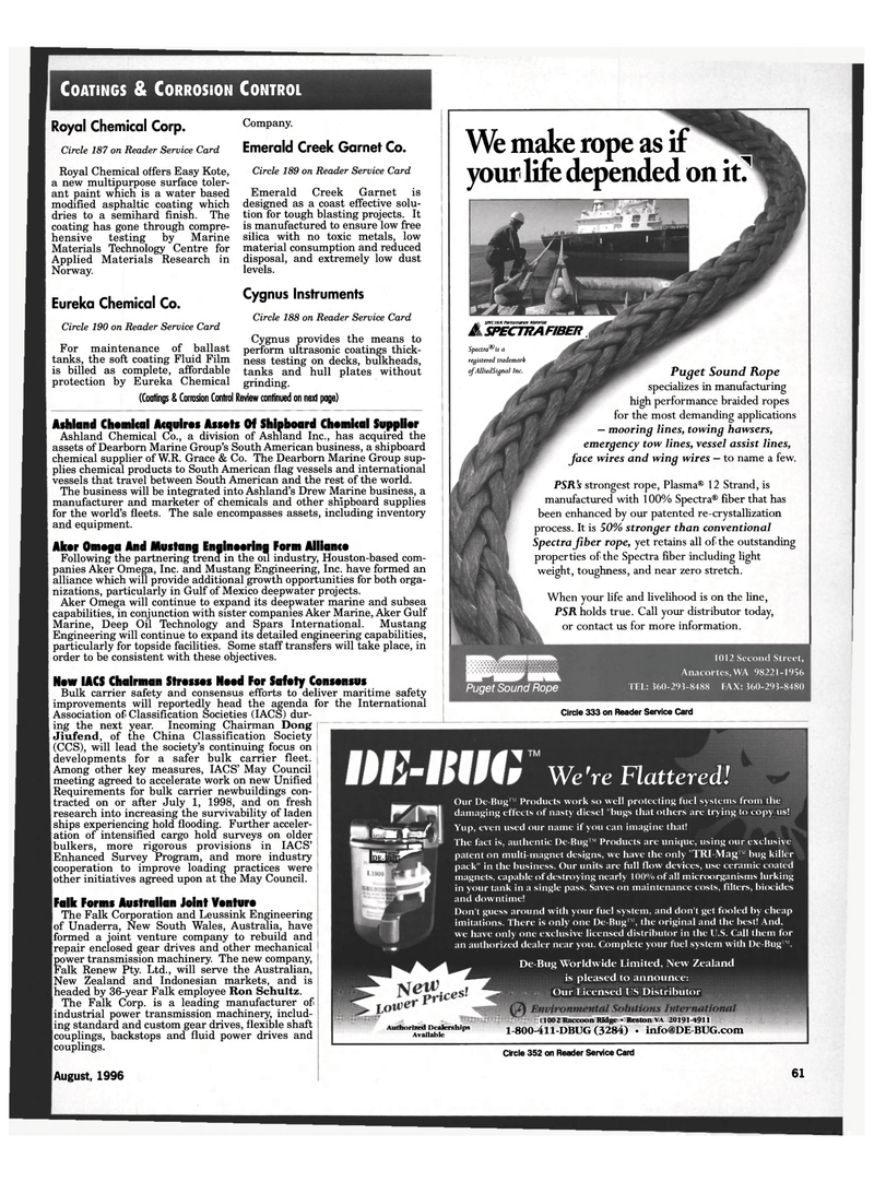 Maritime Reporter Magazine, page 59,  Aug 1996