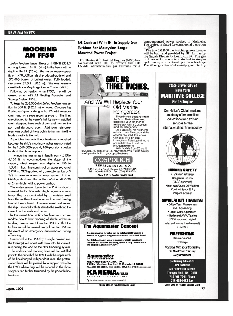 Maritime Reporter Magazine, page 75,  Aug 1996