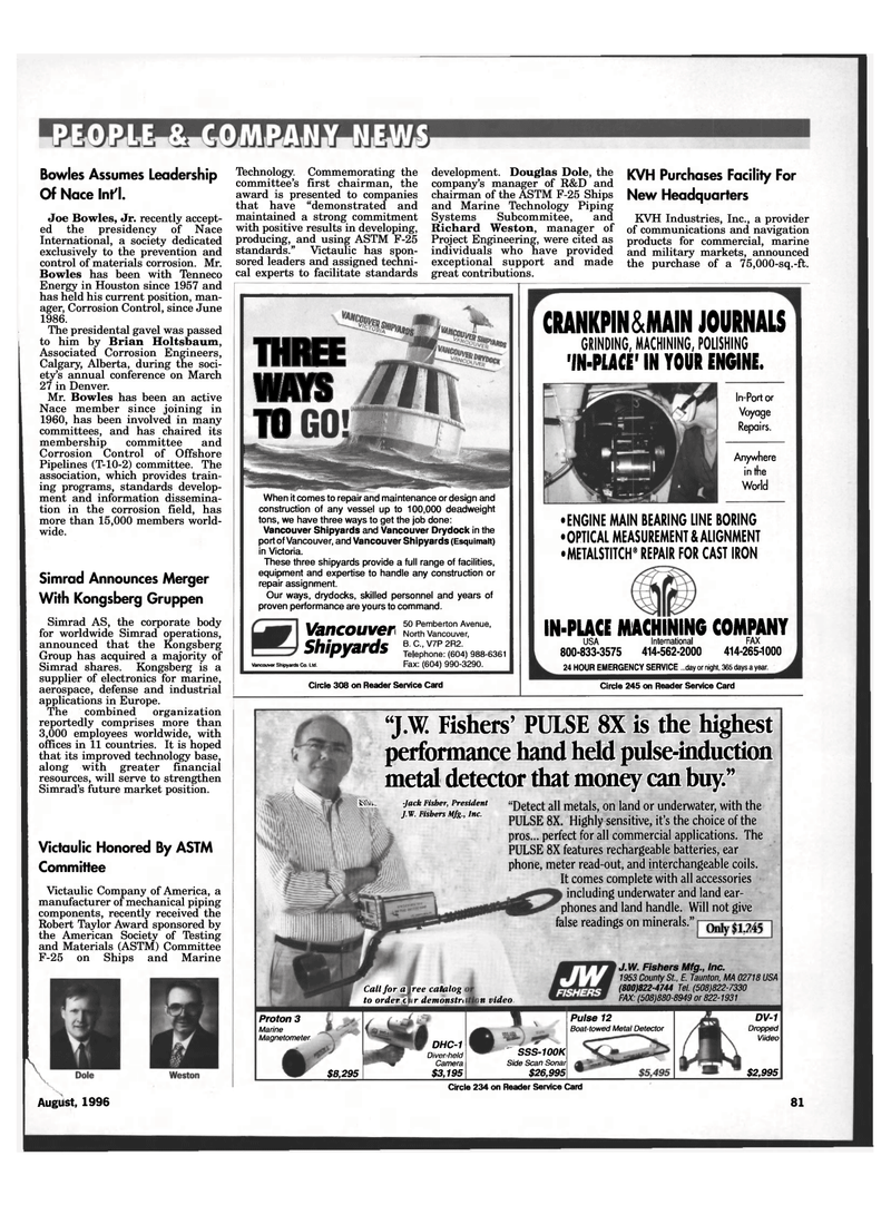 Maritime Reporter Magazine, page 79,  Aug 1996