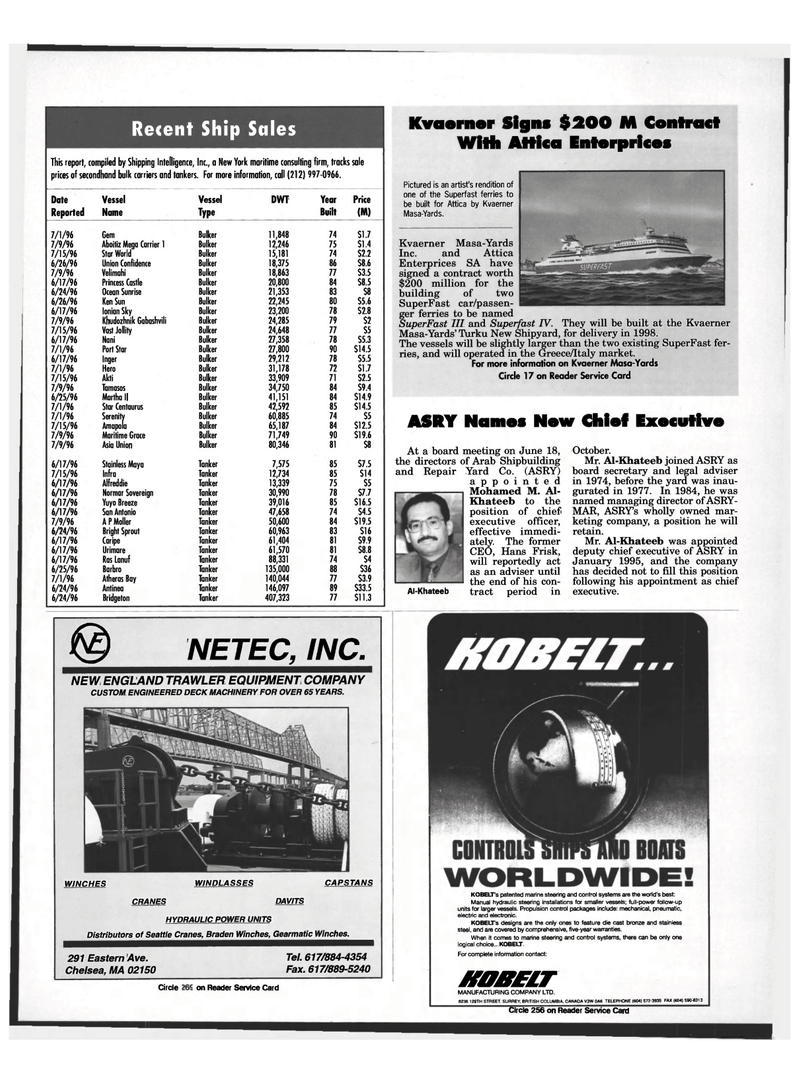 Maritime Reporter Magazine, page 87,  Aug 1996