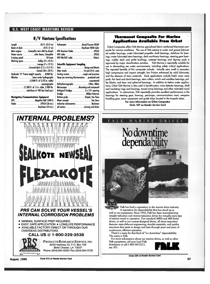 Maritime Reporter Magazine, page 93,  Aug 1996