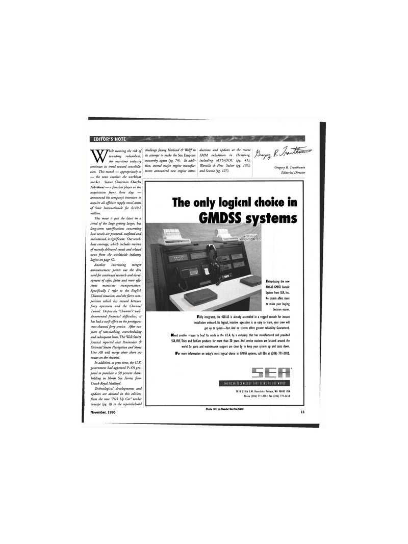 Maritime Reporter Magazine, page 9,  Nov 1996