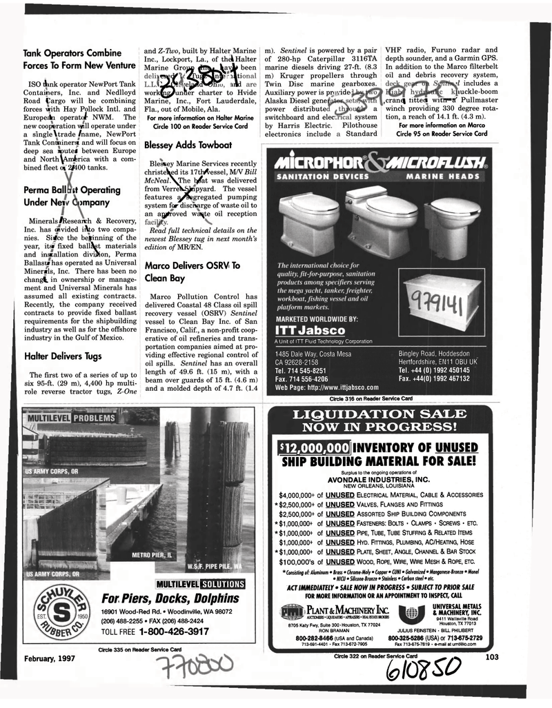 Maritime Reporter Magazine, page 103,  Feb 1997