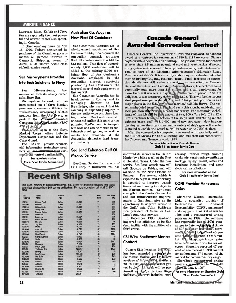 Maritime Reporter Magazine, page 18,  Feb 1997