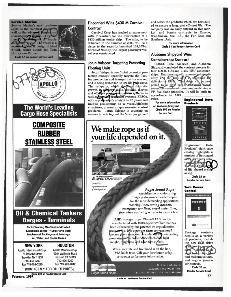 Maritime Reporter Magazine, page 77,  Feb 1997