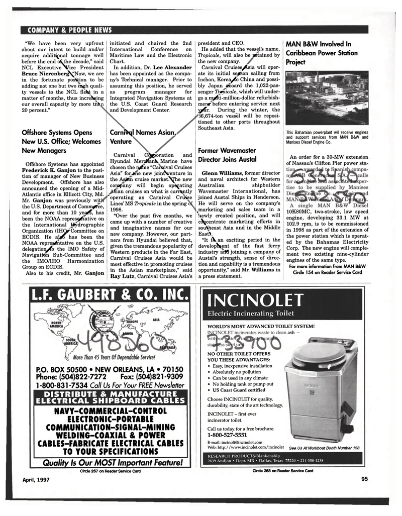 Maritime Reporter Magazine, page 95,  Apr 1997