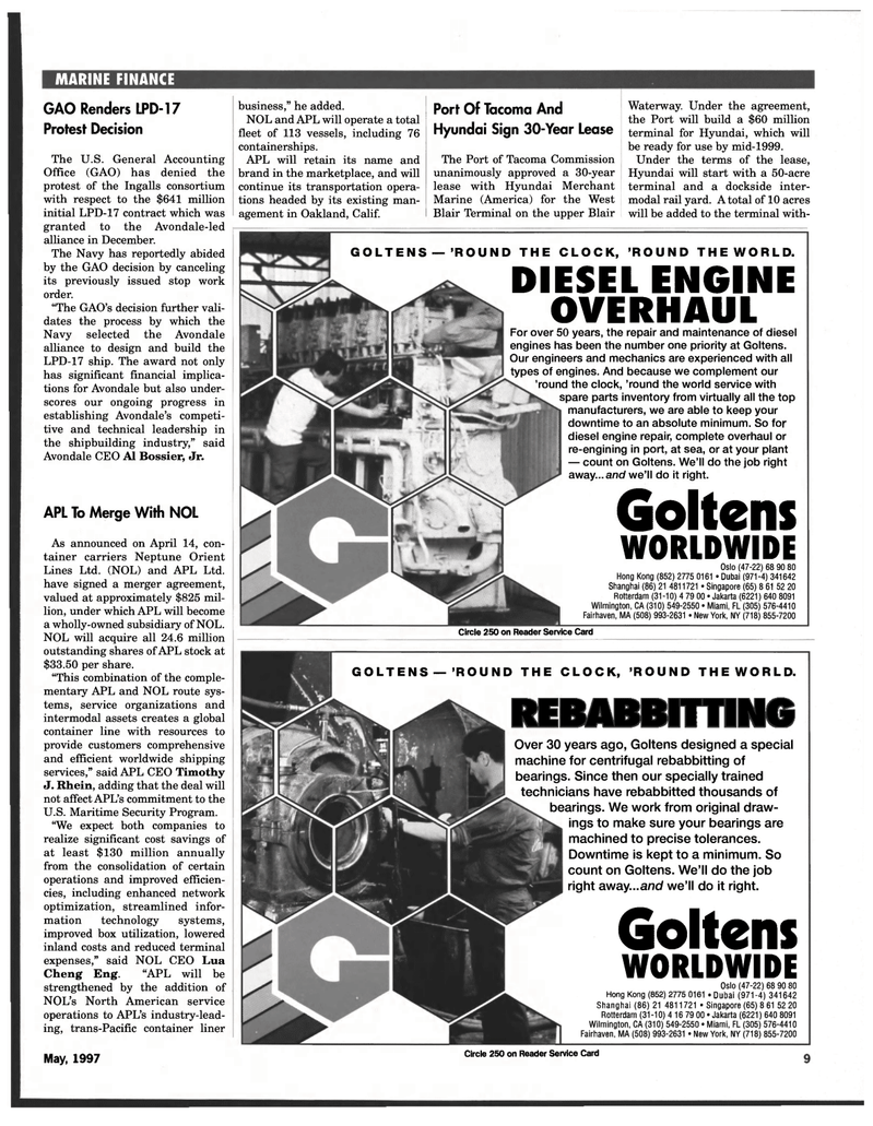 Maritime Reporter Magazine, page 9,  May 1997
