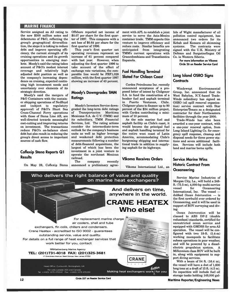 Maritime Reporter Magazine, page 12,  Jul 1997