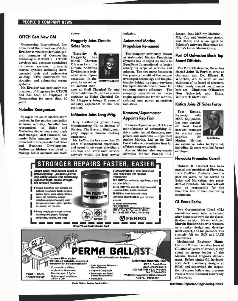 Maritime Reporter Magazine, page 106,  Aug 1997