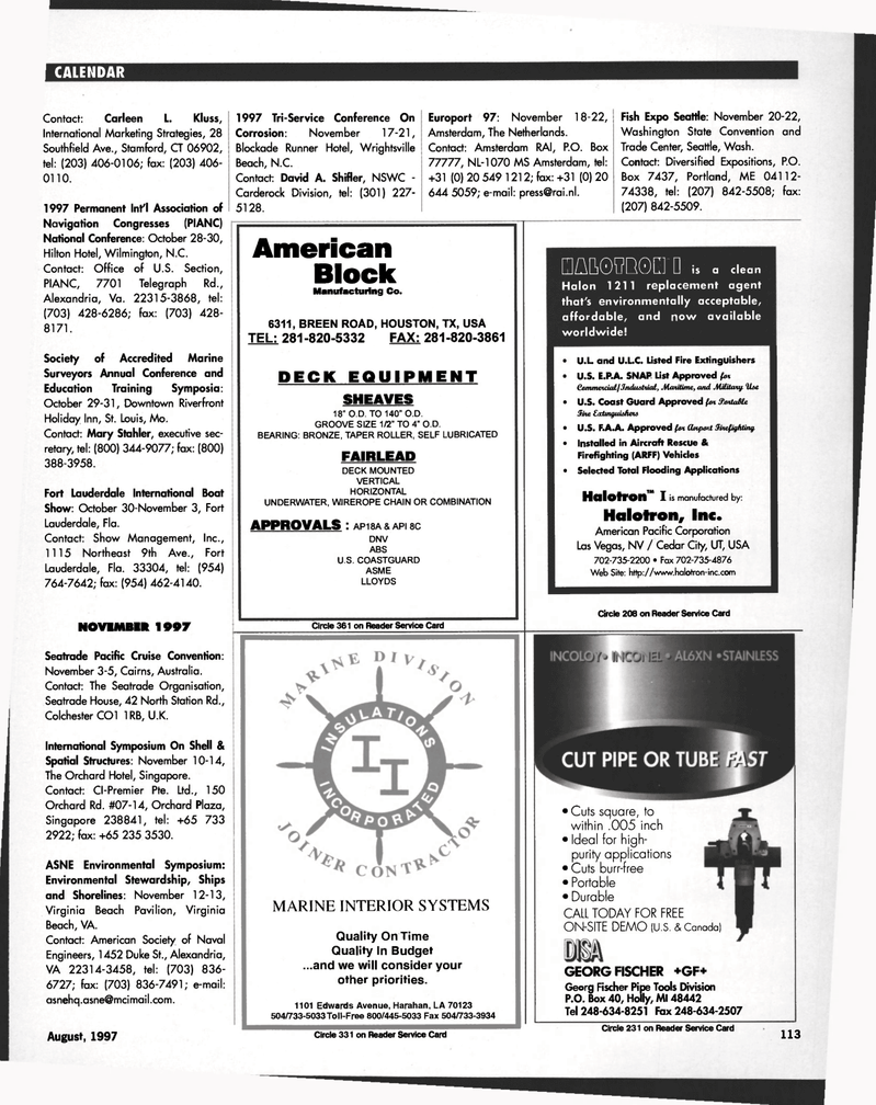 Maritime Reporter Magazine, page 115,  Aug 1997