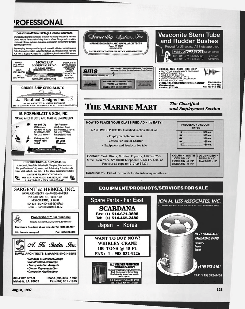 Maritime Reporter Magazine, page 123,  Aug 1997