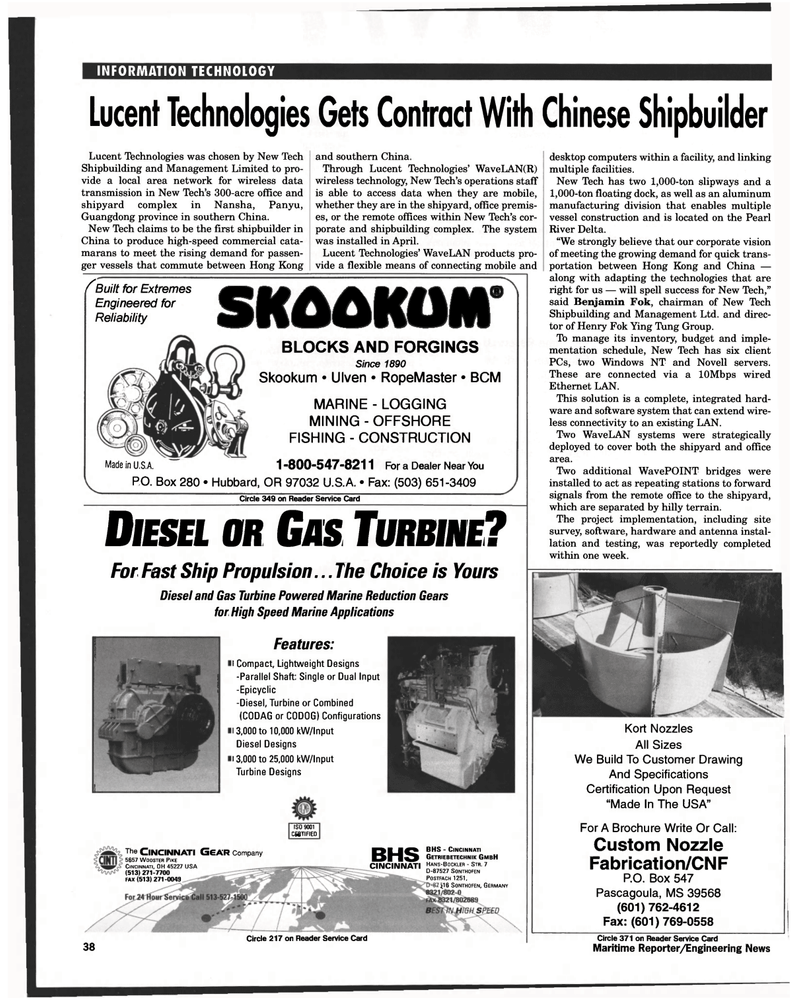 Maritime Reporter Magazine, page 38,  Aug 1997