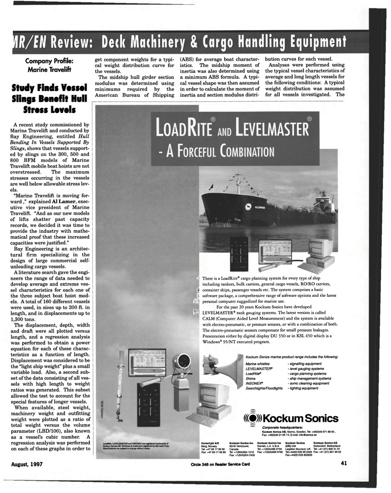 Maritime Reporter Magazine, page 41,  Aug 1997