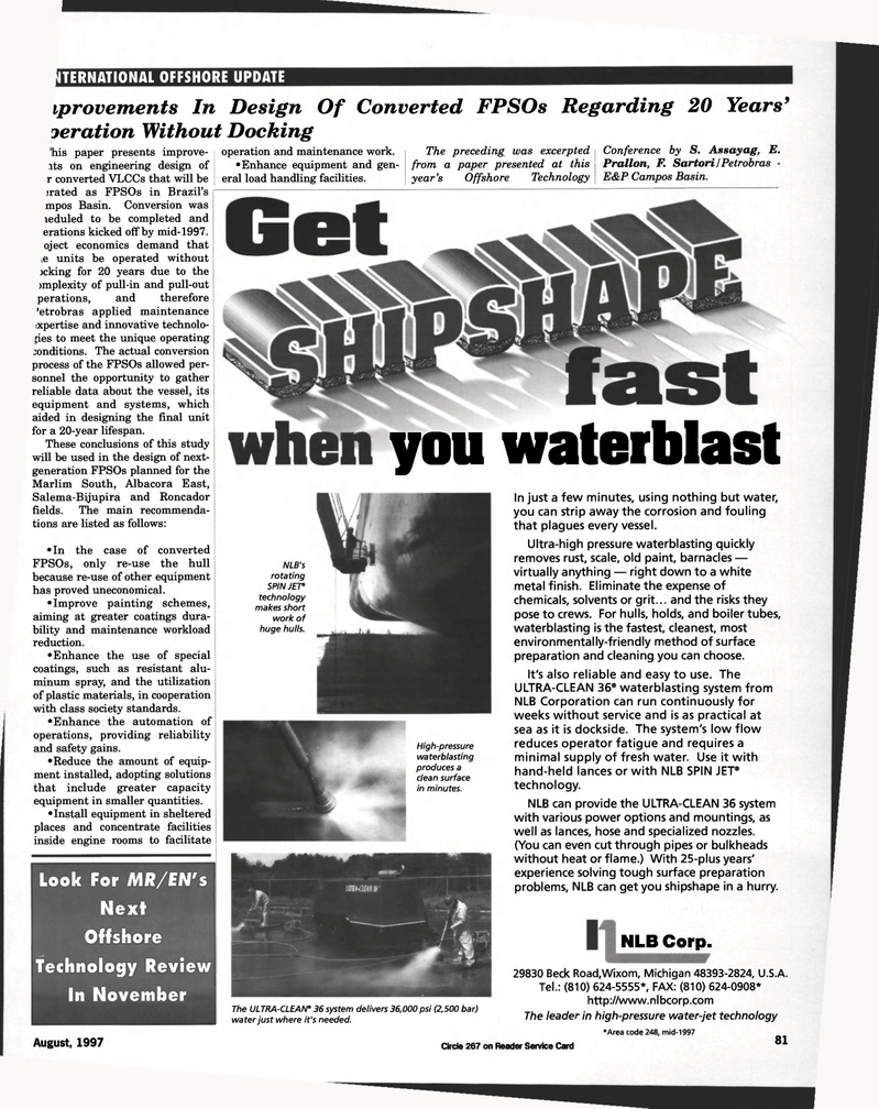 Maritime Reporter Magazine, page 81,  Aug 1997