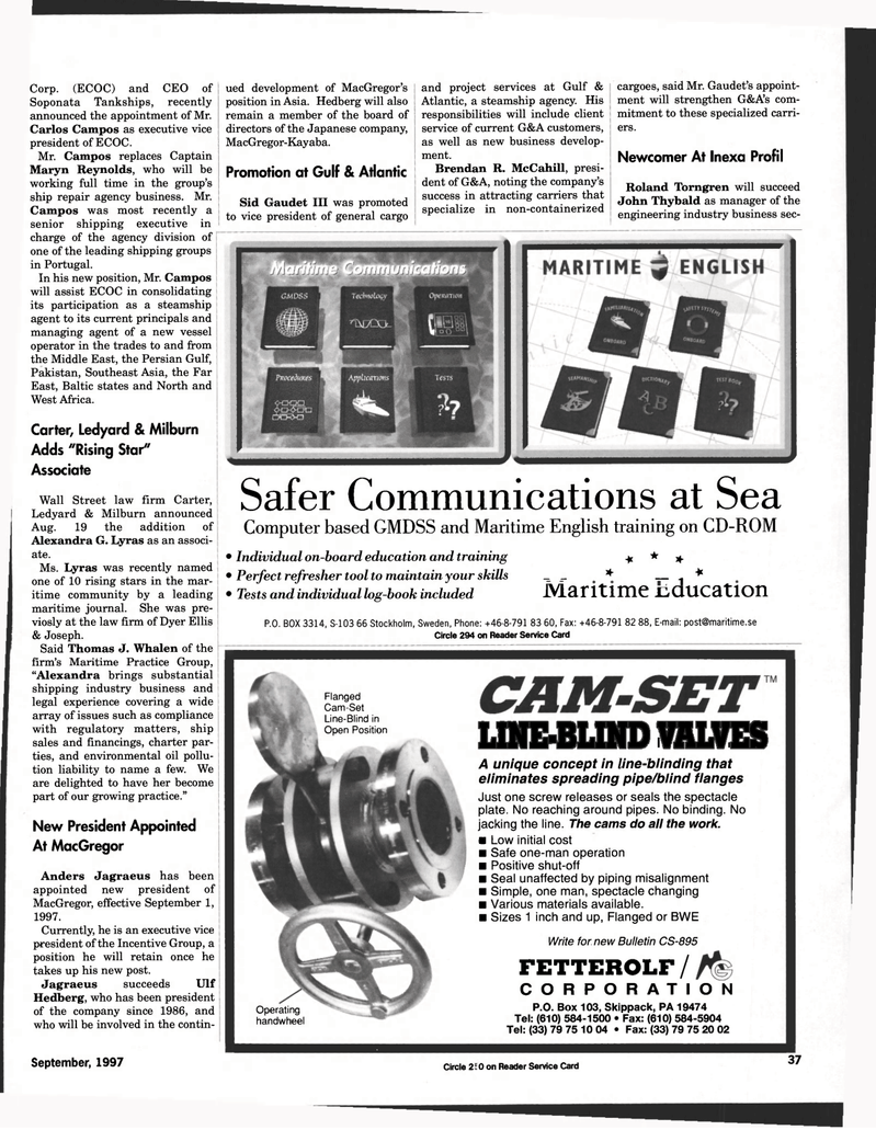 Maritime Reporter Magazine, page 37,  Sep 1997