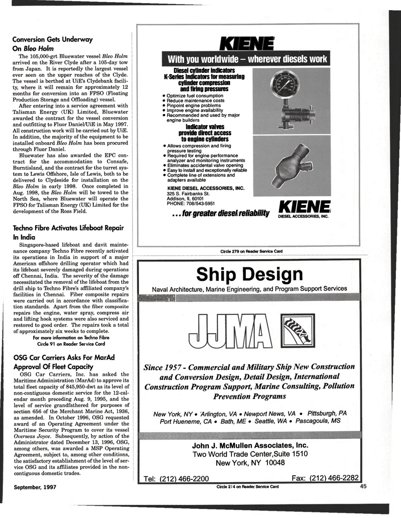 Maritime Reporter Magazine, page 45,  Sep 1997