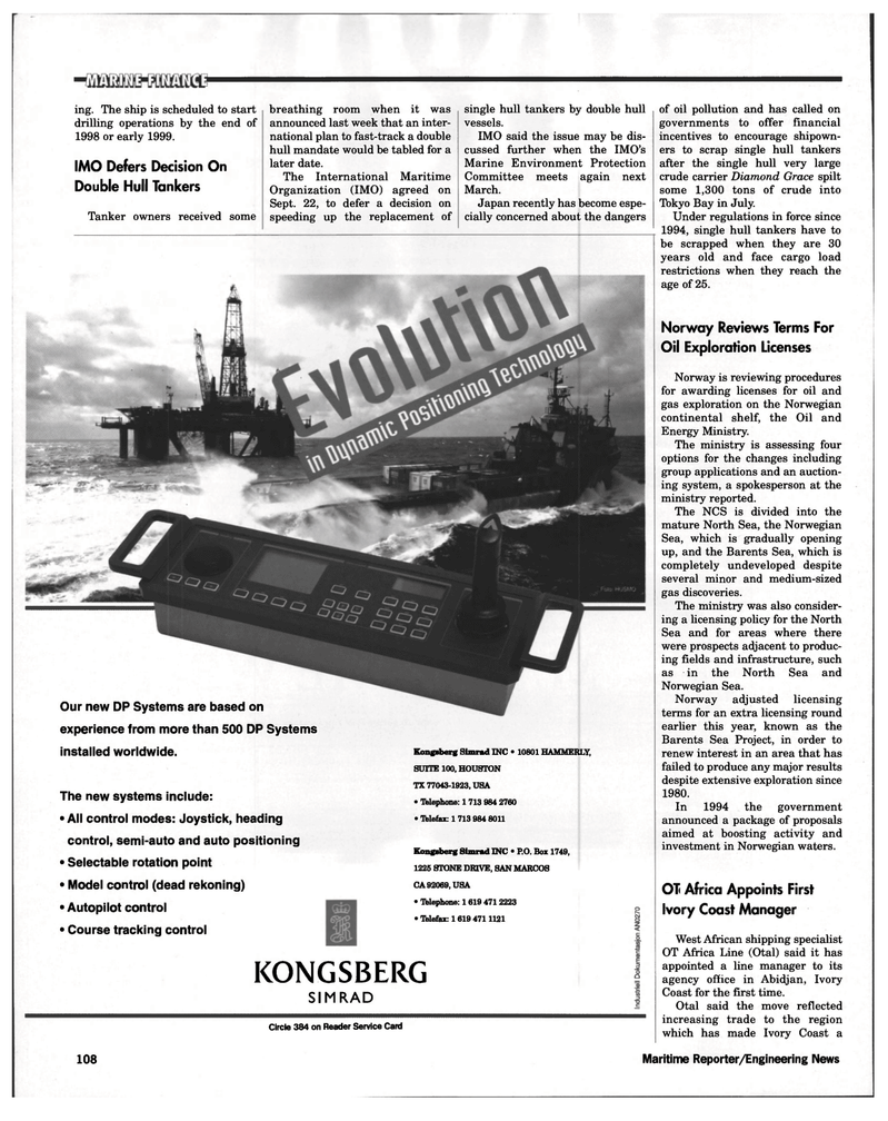 Maritime Reporter Magazine, page 98,  Oct 1997