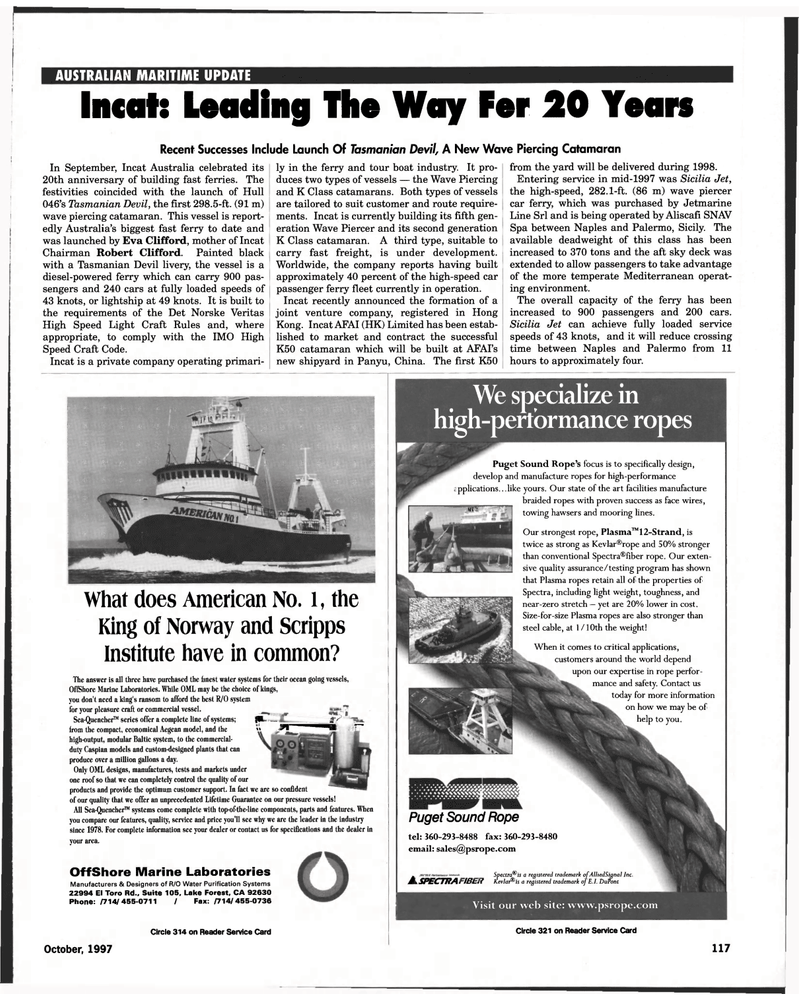 Maritime Reporter Magazine, page 107,  Oct 1997