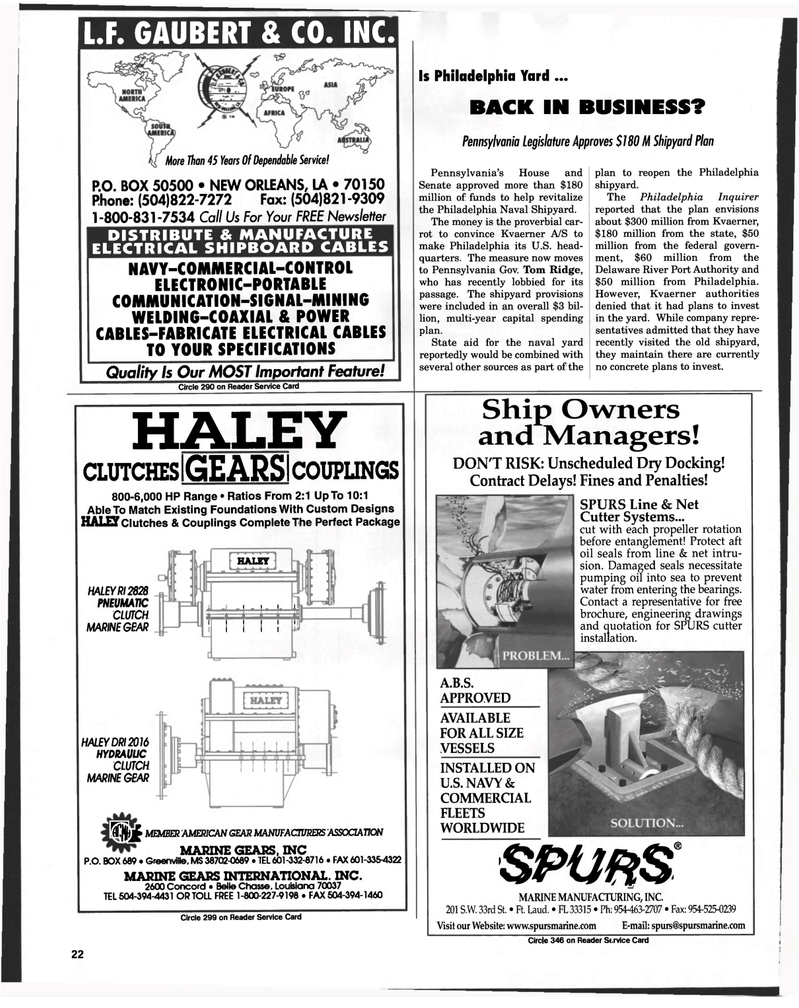 Maritime Reporter Magazine, page 22,  Oct 1997