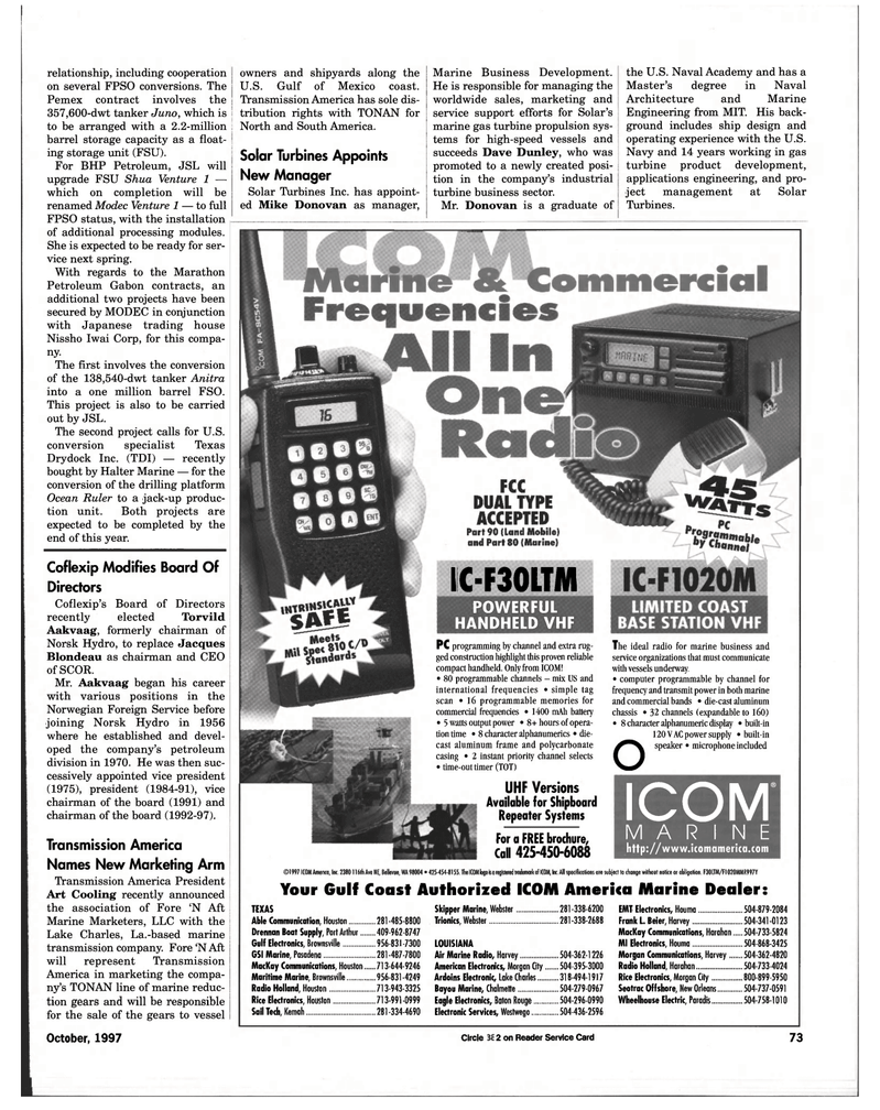 Maritime Reporter Magazine, page 69,  Oct 1997