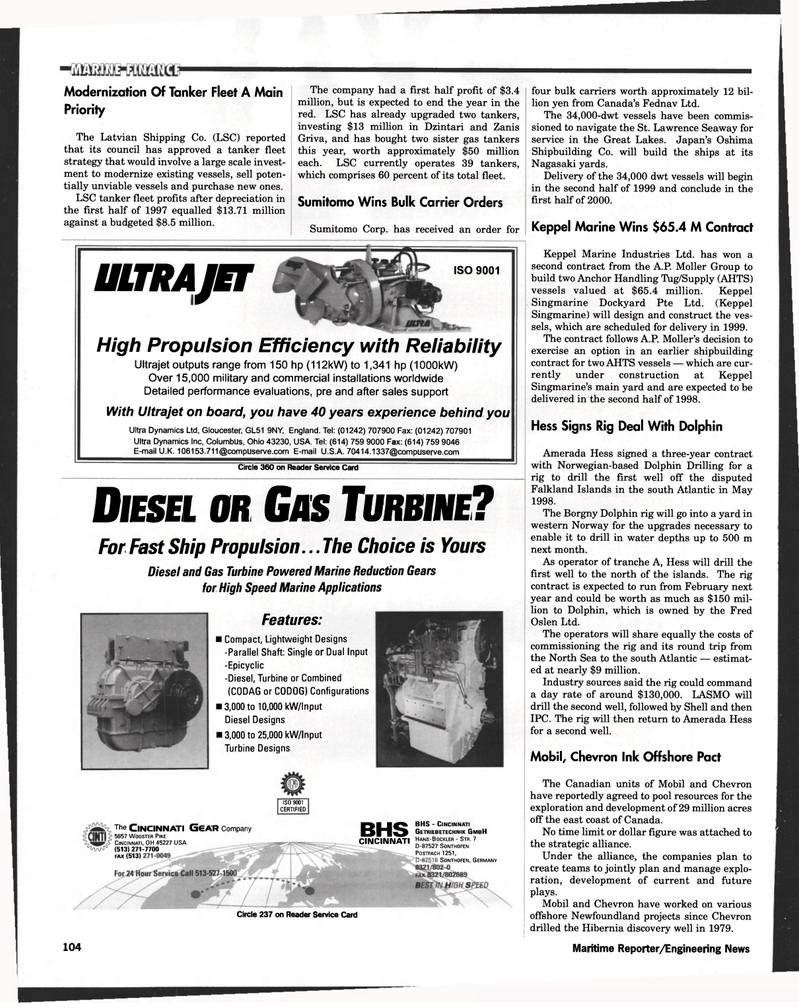 Maritime Reporter Magazine, page 94,  Oct 1997