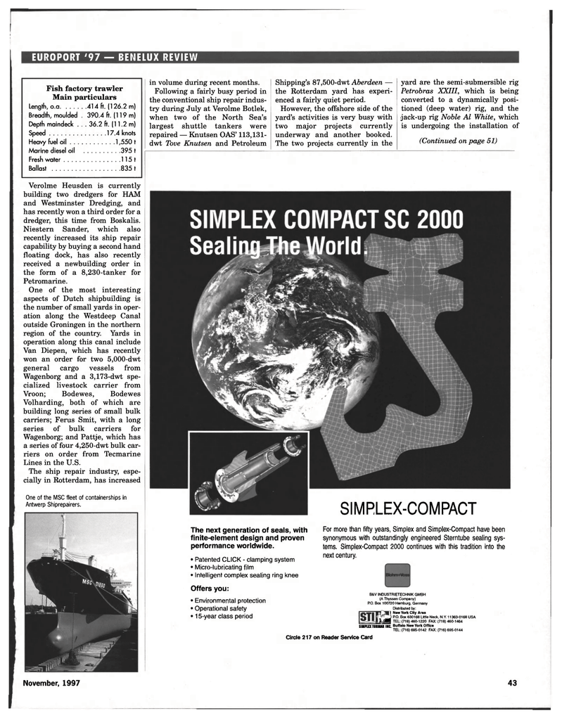 Maritime Reporter Magazine, page 45,  Nov 1997