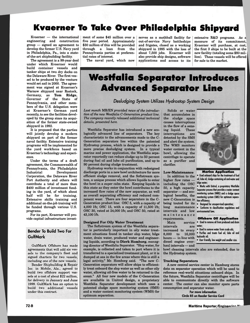 Maritime Reporter Magazine, page 76,  Nov 1997