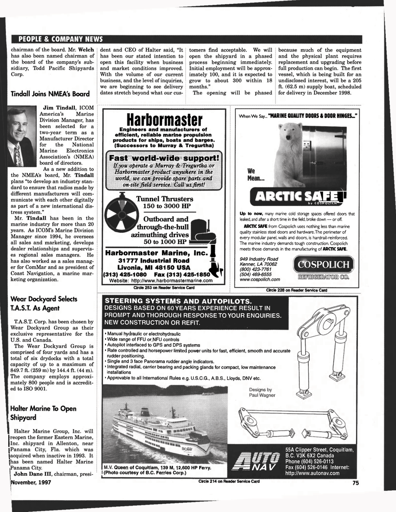 Maritime Reporter Magazine, page 79,  Nov 1997