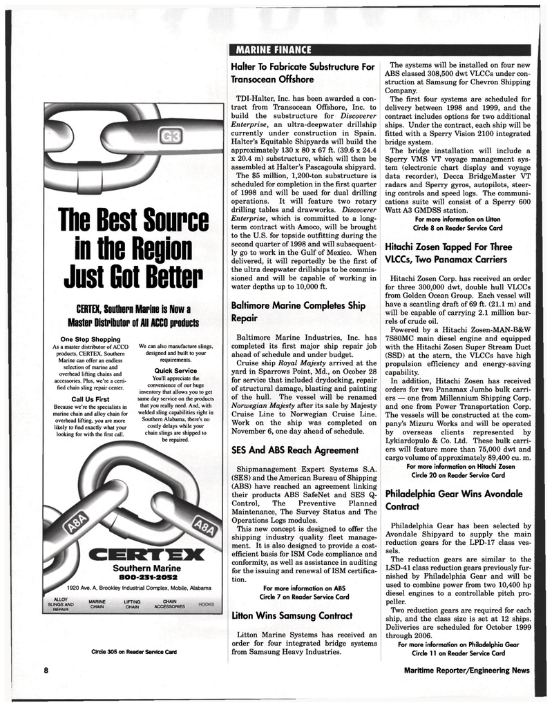 Maritime Reporter Magazine, page 8,  Dec 1997