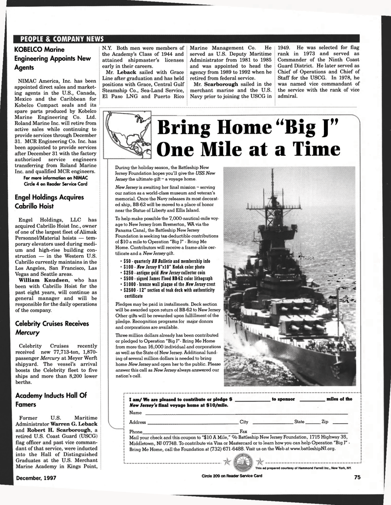 Maritime Reporter Magazine, page 76,  Dec 1997