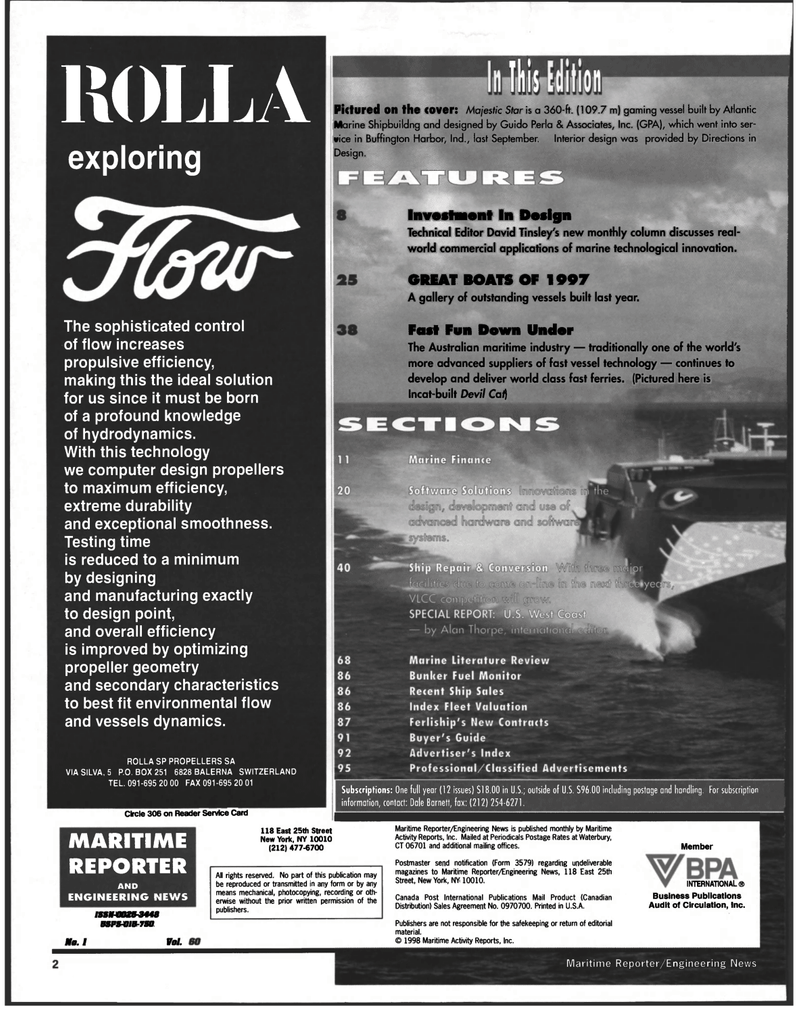 Maritime Reporter Magazine, page 2,  Jan 1998