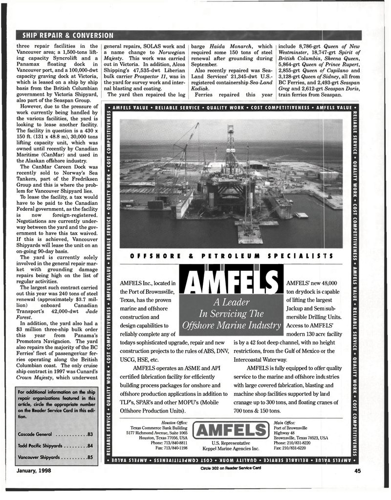 Maritime Reporter Magazine, page 45,  Jan 1998