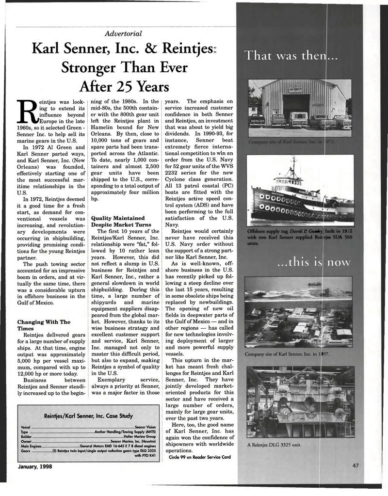 Maritime Reporter Magazine, page 47,  Jan 1998