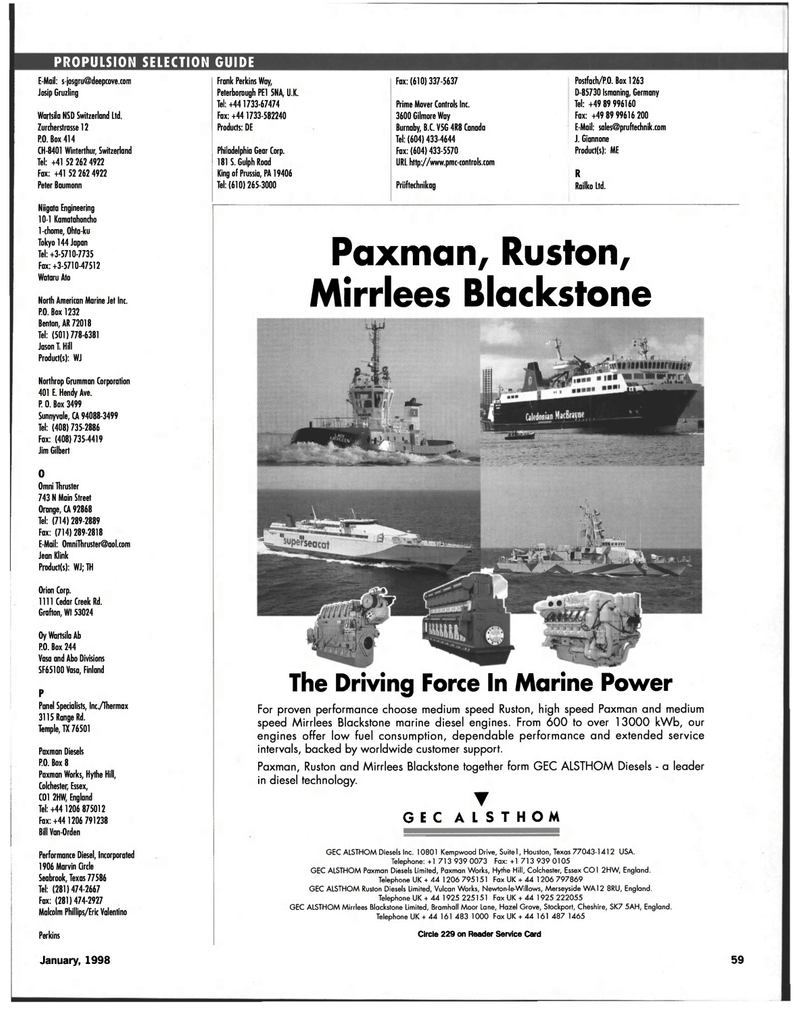 Maritime Reporter Magazine, page 59,  Jan 1998