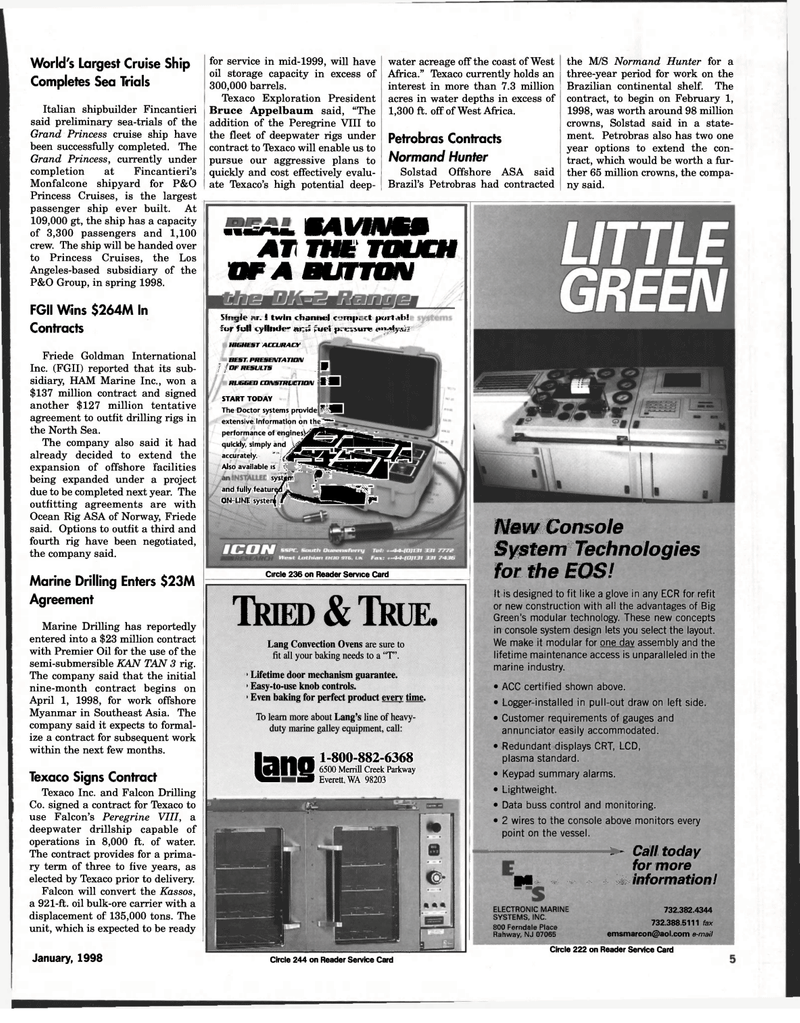 Maritime Reporter Magazine, page 5,  Jan 1998
