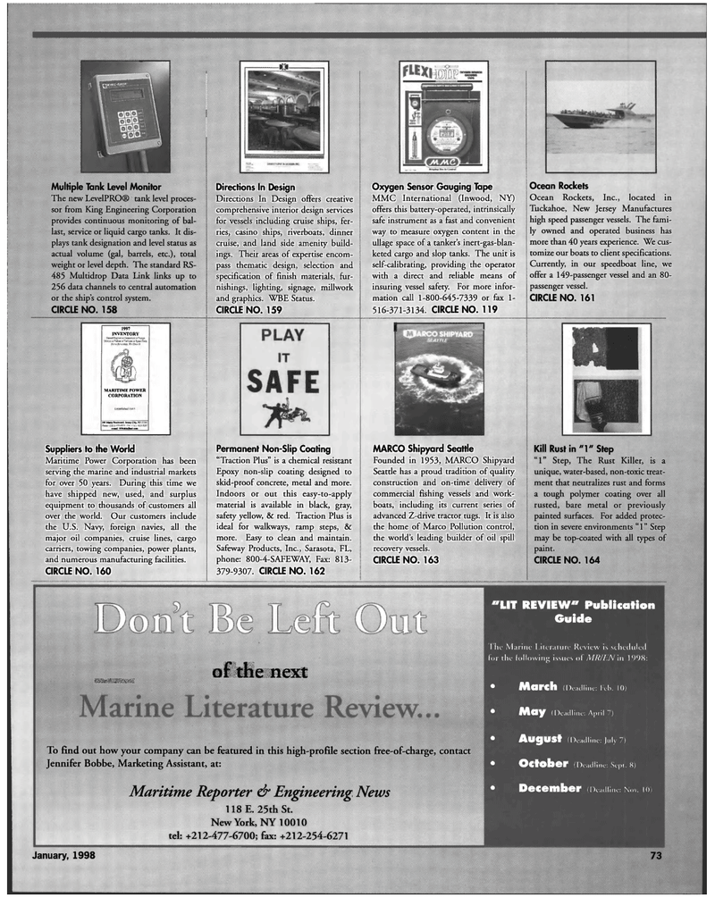 Maritime Reporter Magazine, page 73,  Jan 1998