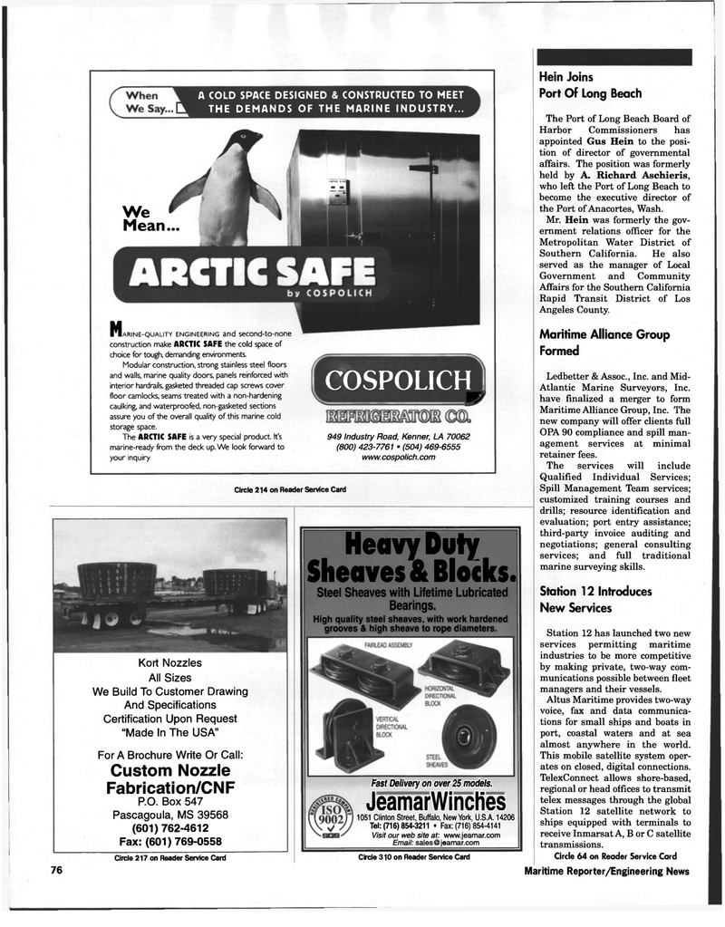 Maritime Reporter Magazine, page 76,  Jan 1998